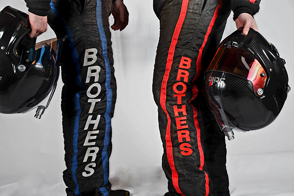 The Brothers Brothers Racing Team picture of track suit legs with BROTHERS embroidered on leg